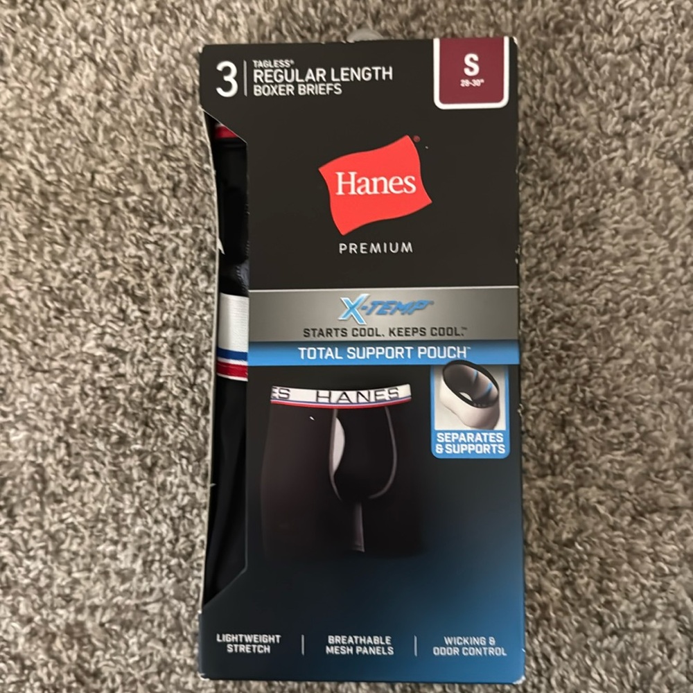 Hanes Premium X-Temp w/ Support Pouch Boxer Briefs Size Small
